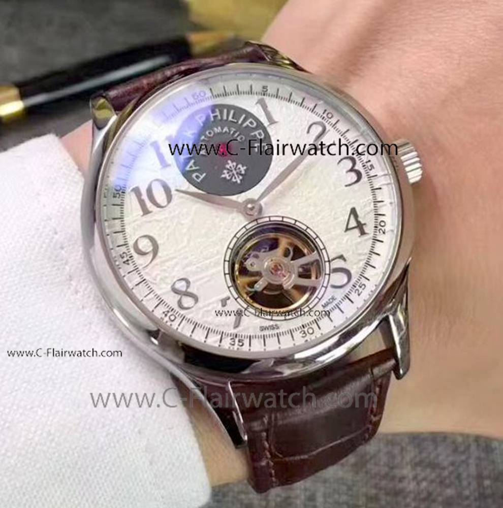 Patek Philippe Flying Tourbilon Brown Leather Strap Copy Watch
